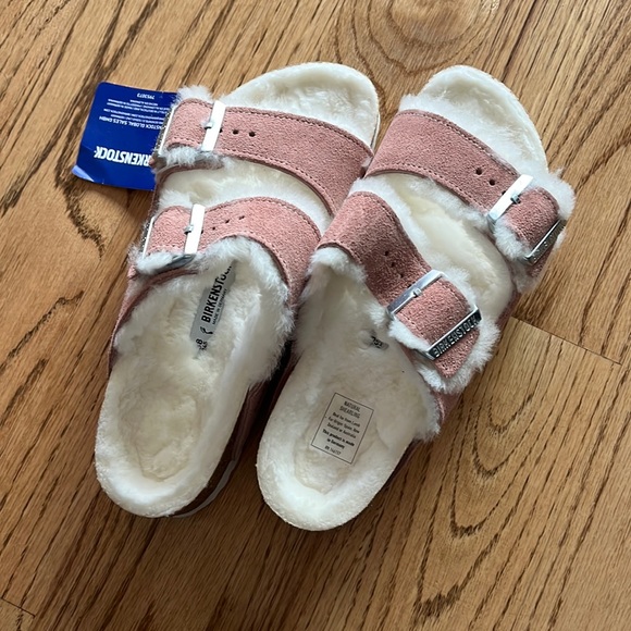 Birkenstock Shoes - size 7 fluffy pink birkenstocks